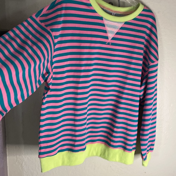 Striped Dropped Shoulder Crew Slouchy Pull Over Top Nwt. - Picture 4 of 11